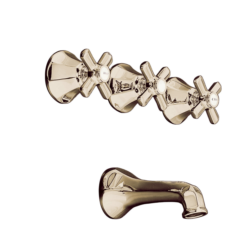 Strom Living Mississippi Wall Shower Set With Deco Lever Handles, Escutcheons, and Spout P0807