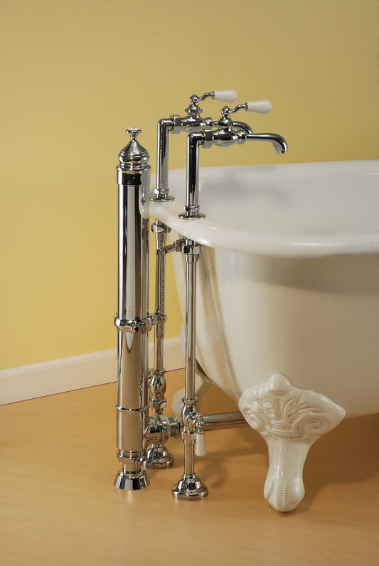 Strom Living Deck Mount Supplies with Porcelain Lever Handles