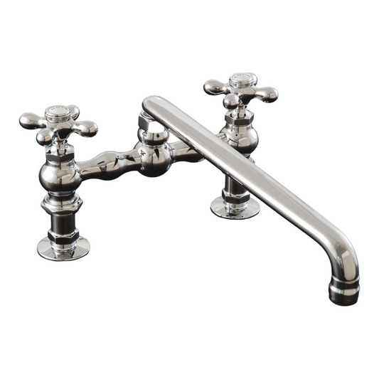 Strom Living Columbia Kitchen Faucet with Swivel Spout, Hook up Nipple Kit and Cross Handles