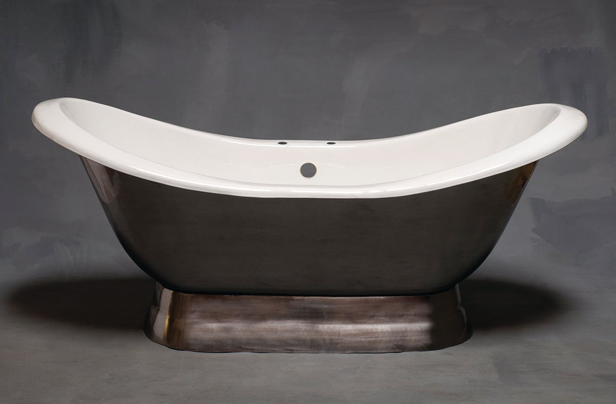 Strom Living Luna Cast iron with 6' Double Slipper Pedestal Tub and 7" Faucet Holes Burnished