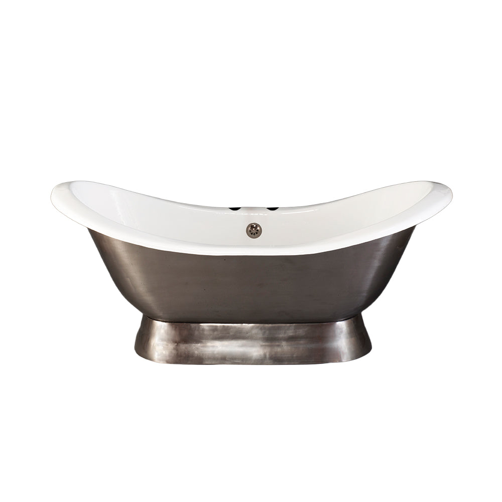 Strom Living Luna Cast iron with 6' Double Slipper Pedestal Tub and 7" Faucet Holes Burnished