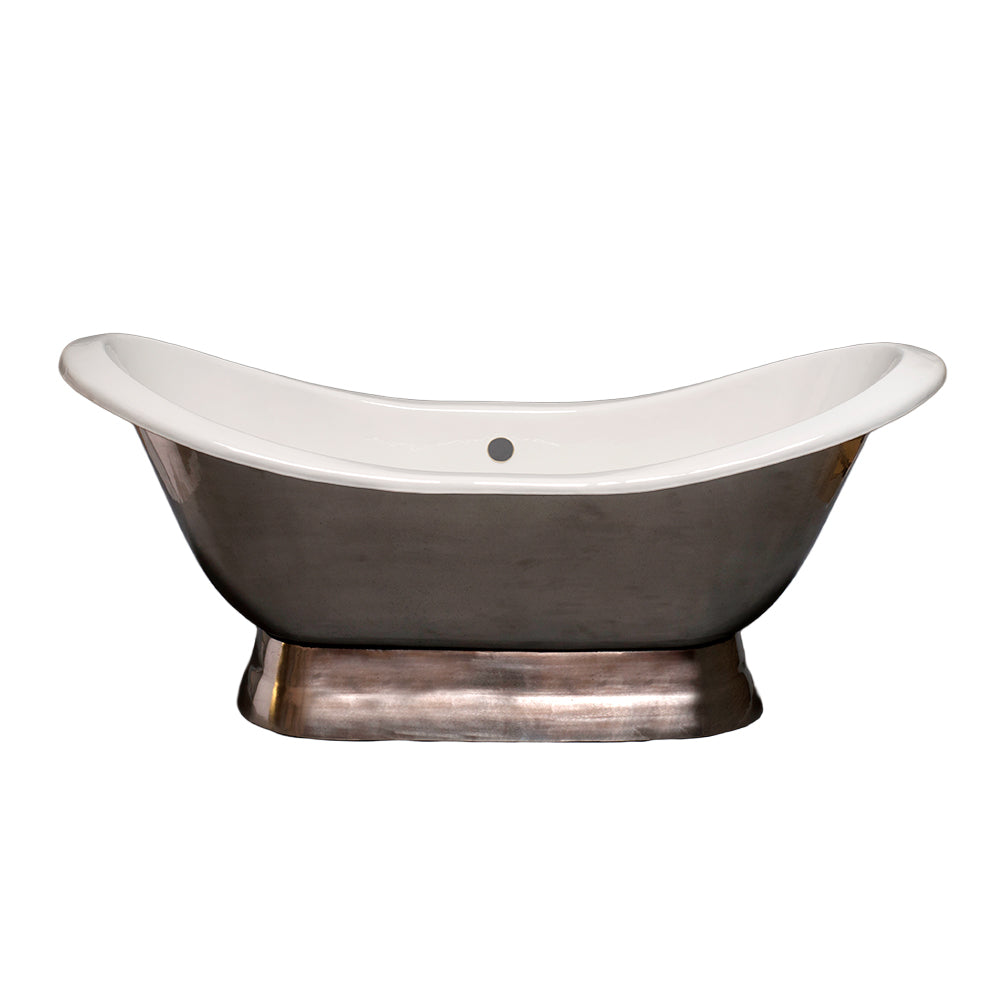 Strom Living Luna Cast iron with 6' Double Slipper Pedestal Tub and Non-Slip Adhesive Strips Burnished