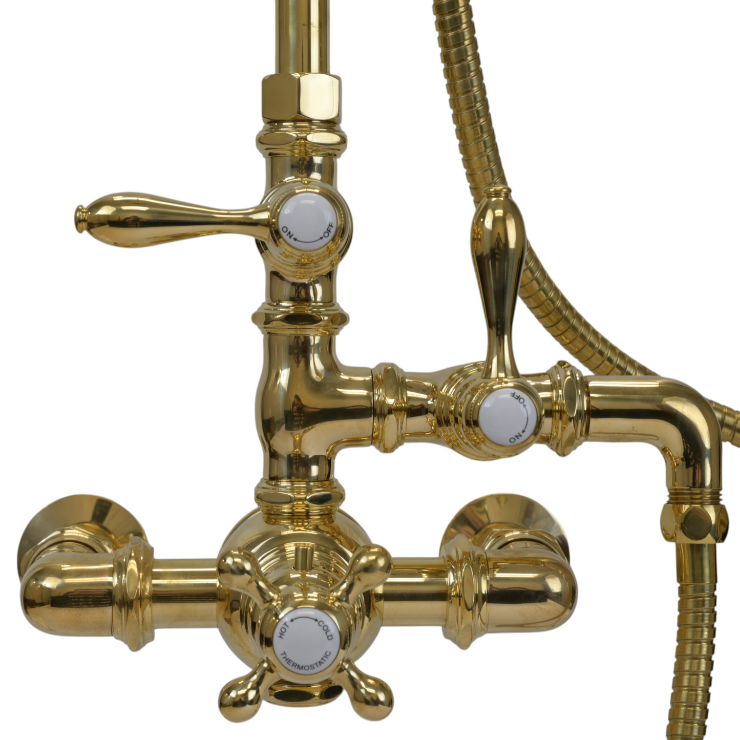 Exposed Thermostatic Shower System Wall Mounted with 1.75 GPM Handshower and Lever Handles