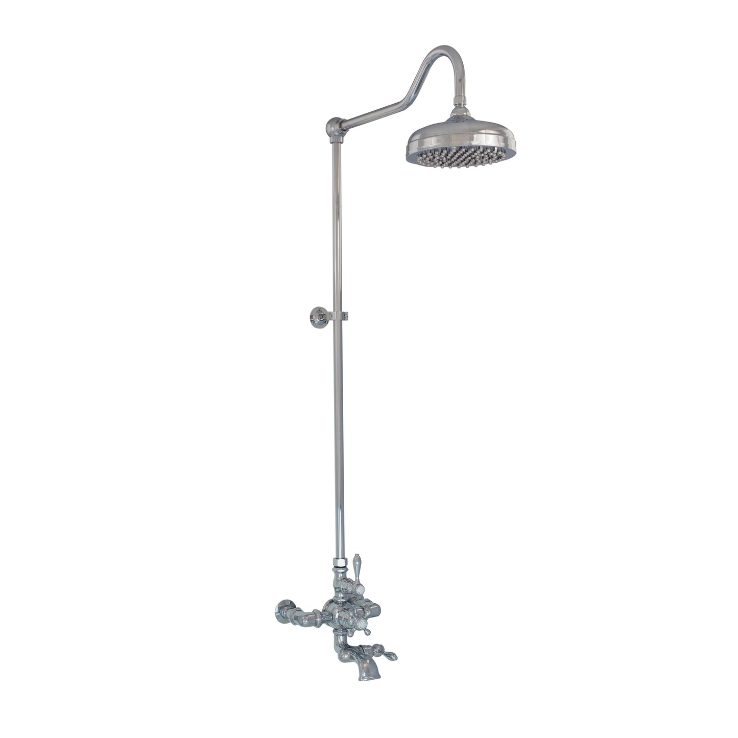 Exposed Thermostatic Shower System Wall Mounted with 1.75 GPM Spout Lever/Cross Handles