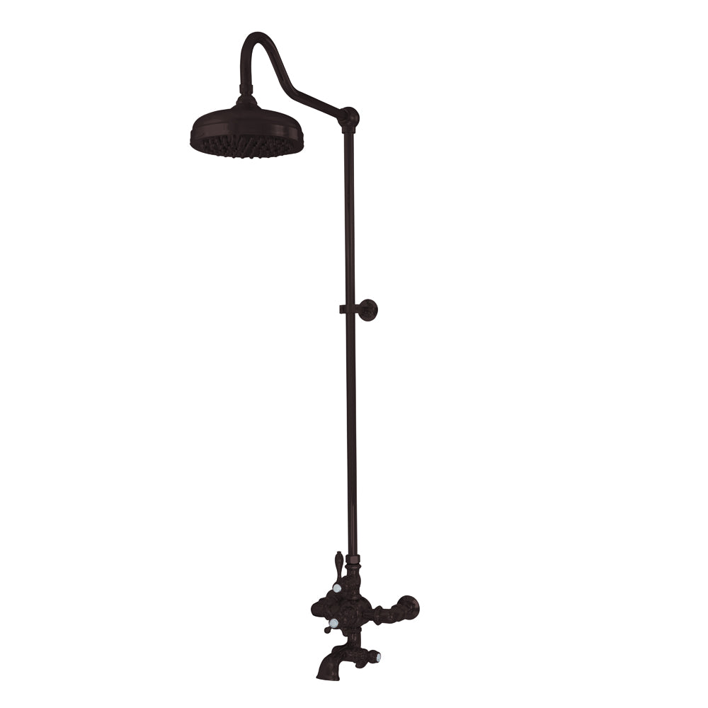 Exposed Thermostatic Shower System Wall Mounted with 1.75 GPM Spout Lever/Cross Handles