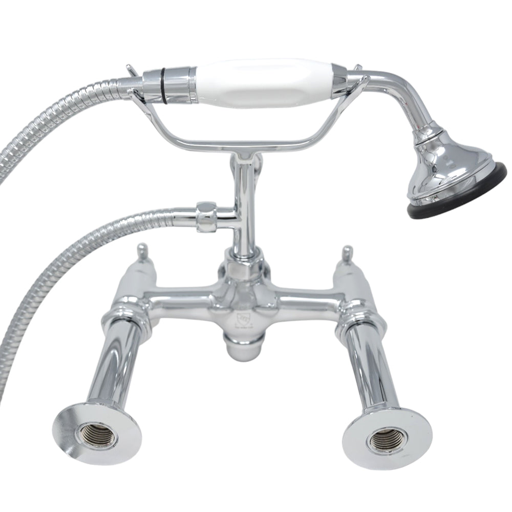 Strom Living British Telephone Tub Faucet with Handheld Shower, Inlet Cradle and Diverter Handle