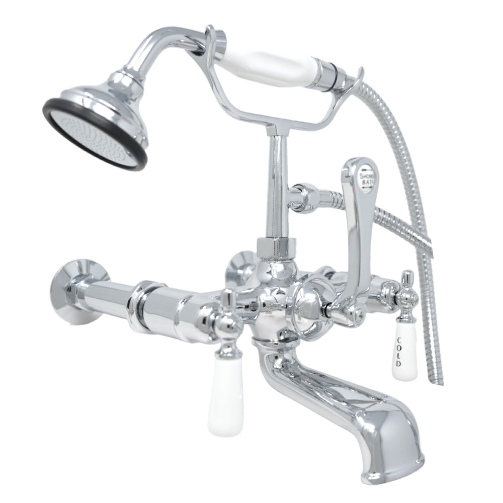 Strom Living British Telephone Tub Faucet with Handheld Shower, Inlet Cradle and Diverter Handle