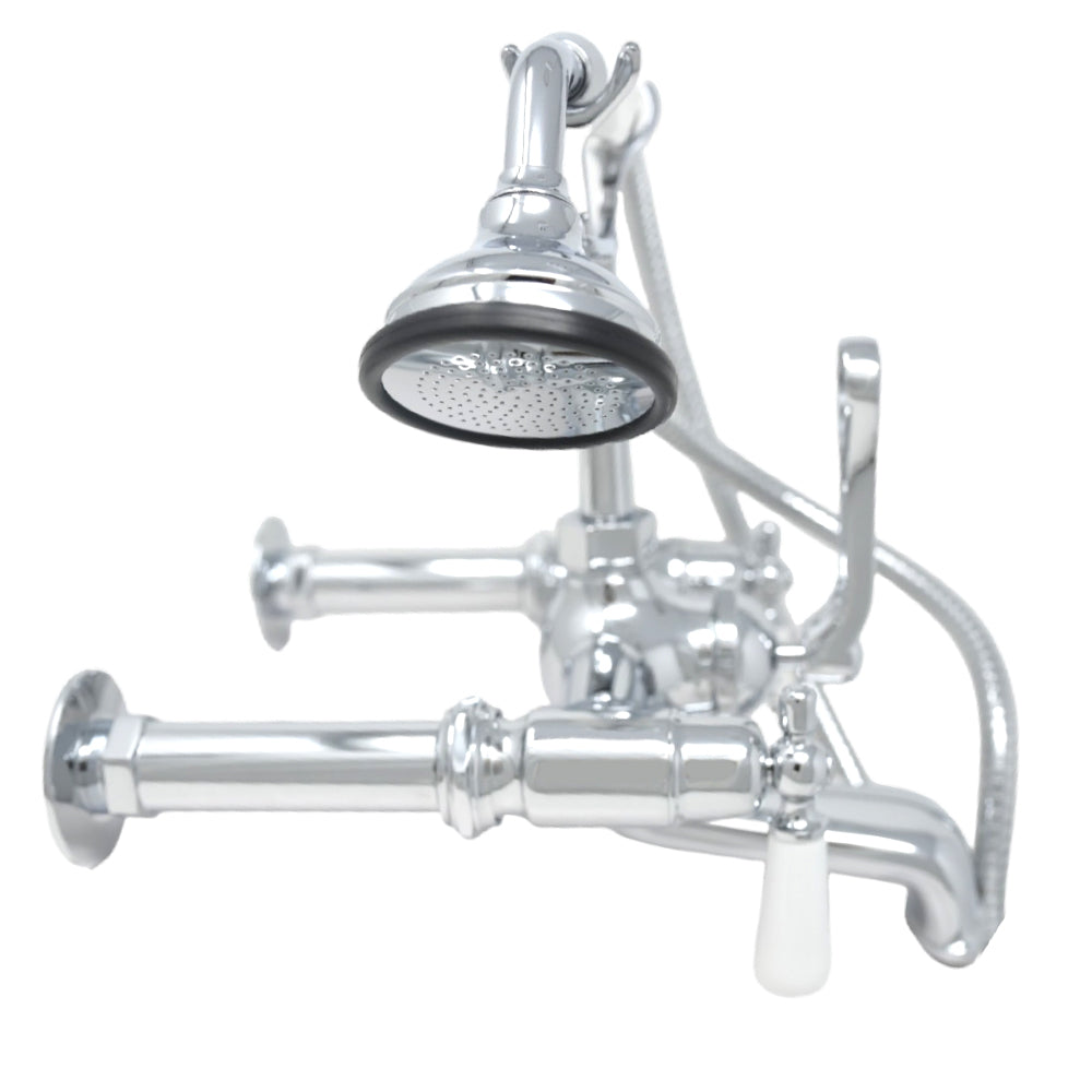 Strom Living British Telephone Tub Faucet with Handheld Shower, Inlet Cradle and Diverter Handle