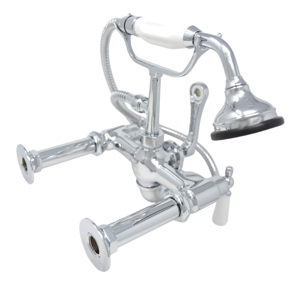 Strom Living British Telephone Tub Faucet with Handheld Shower, Inlet Cradle and Diverter Handle