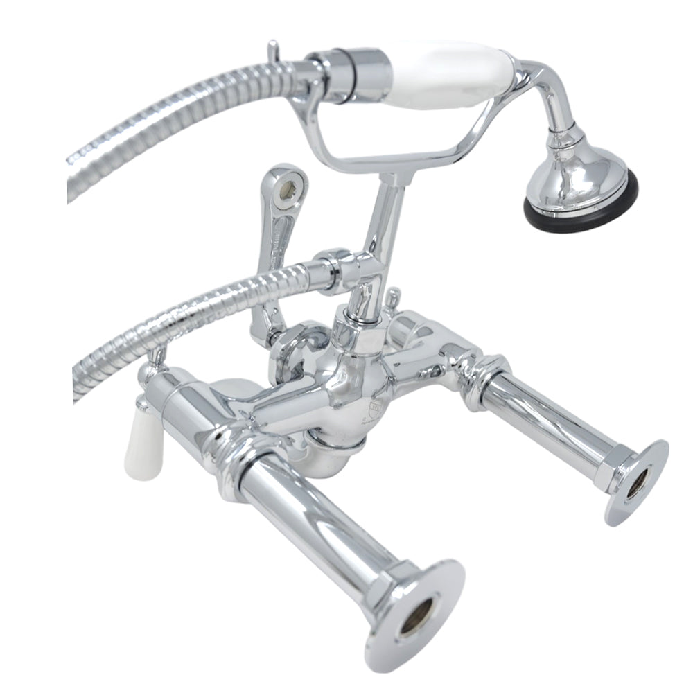 Strom Living British Telephone Tub Faucet with Handheld Shower, Inlet Cradle and Diverter Handle