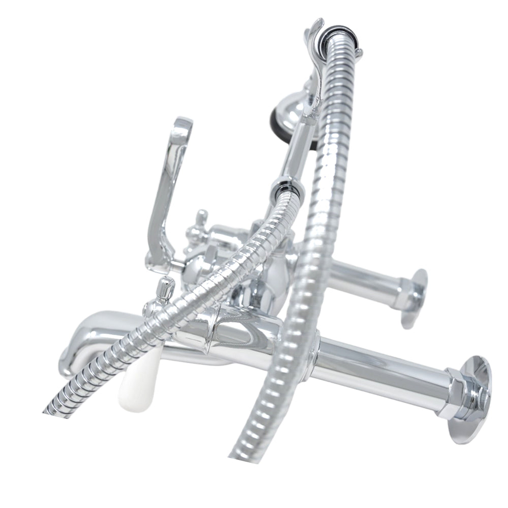 Strom Living British Telephone Tub Faucet with Handheld Shower, Inlet Cradle and Diverter Handle