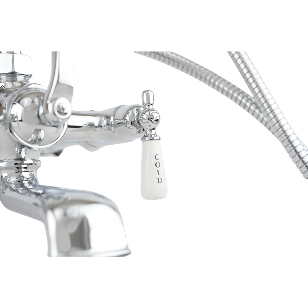 Strom Living British Telephone Tub Faucet with Handheld Shower, Inlet Cradle and Diverter Handle