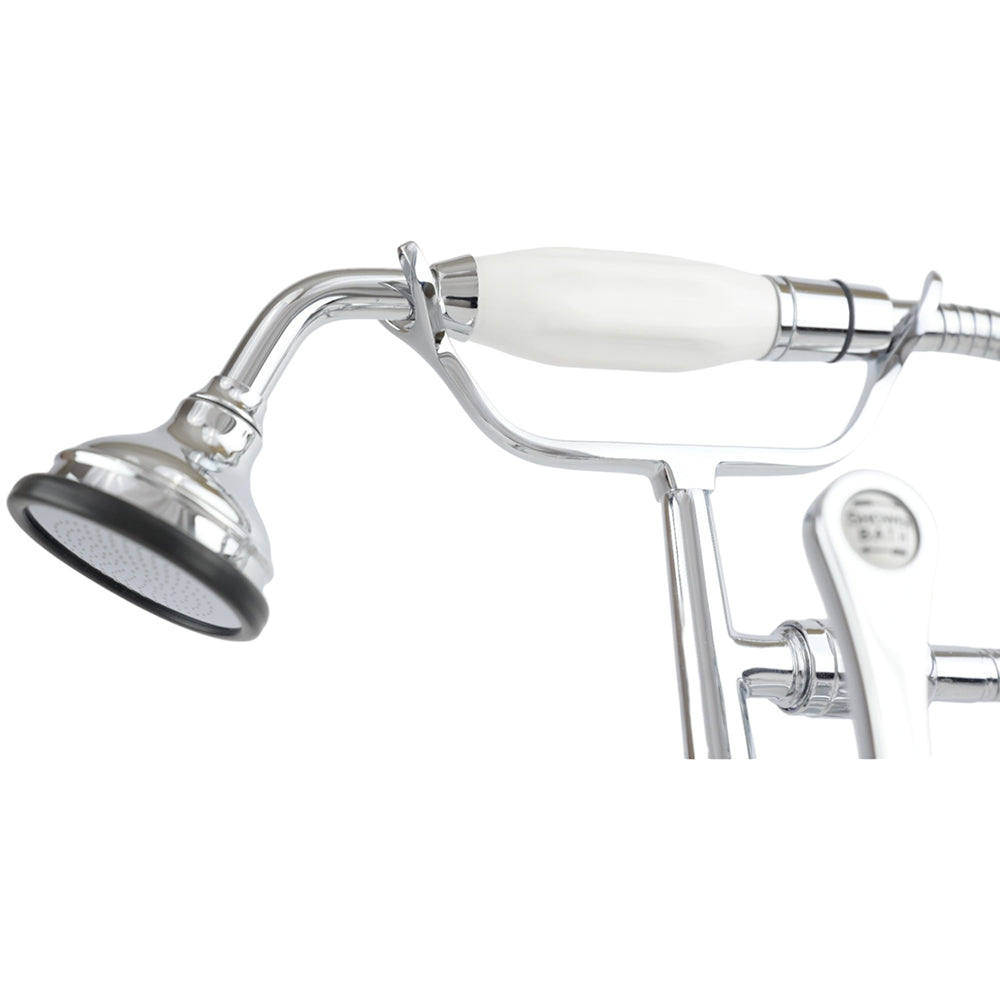 Strom Living British Telephone Tub Faucet with Handheld Shower, Inlet Cradle and Diverter Handle