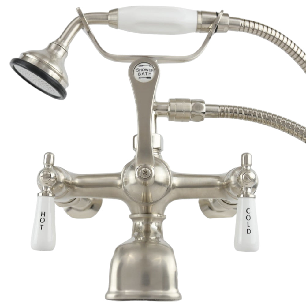 Strom Living British Telephone Tub Faucet with Handheld Shower, Inlet Cradle and Diverter Handle