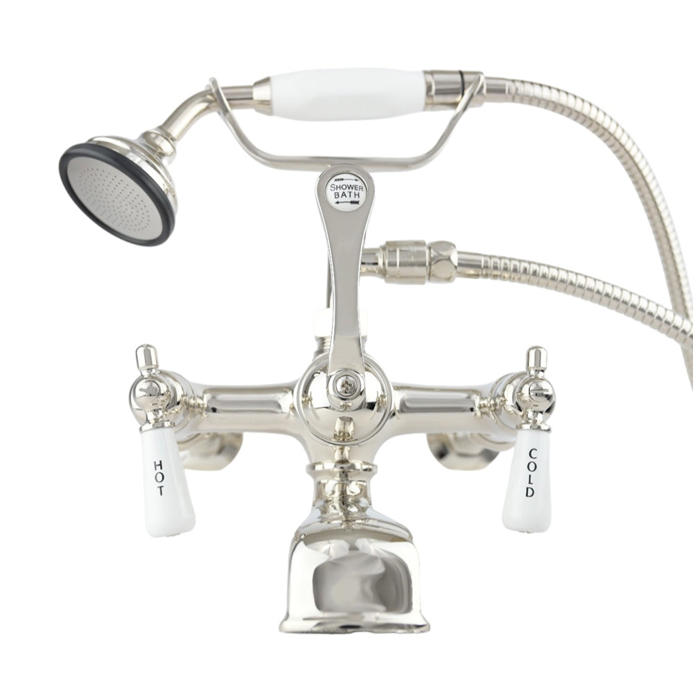 Strom Living British Telephone Tub Faucet with Handheld Shower, Inlet Cradle and Diverter Handle