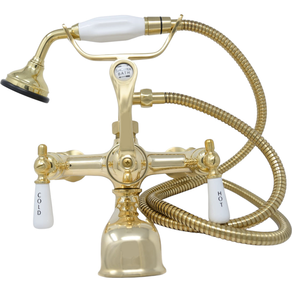 Strom Living British Telephone Tub Faucet with Handheld Shower, Inlet Cradle and Diverter Handle