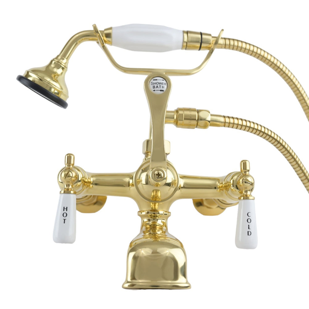 Strom Living British Telephone Tub Faucet with Handheld Shower, Inlet Cradle and Diverter Handle