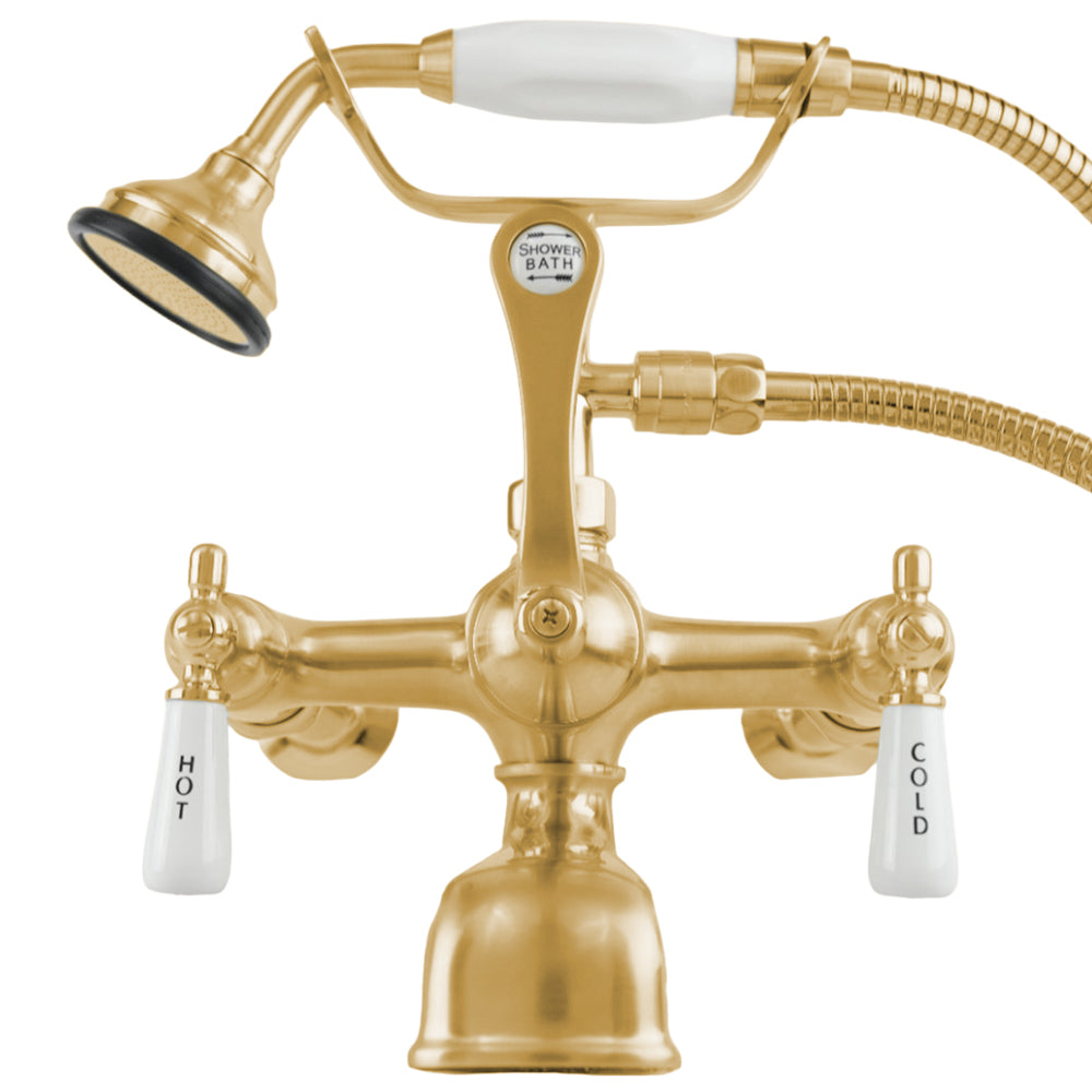 Strom Living British Telephone Tub Faucet with Handheld Shower, Inlet Cradle and Diverter Handle