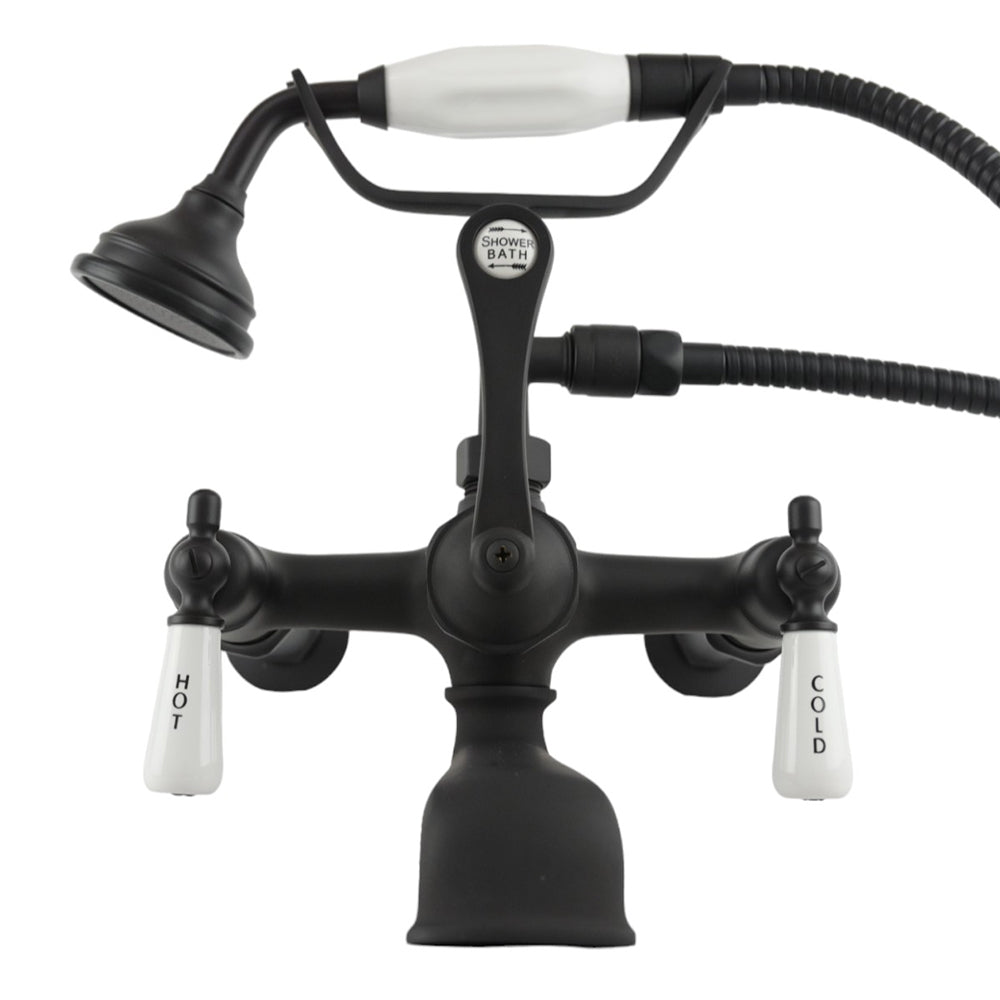 Strom Living British Telephone Tub Faucet with Handheld Shower, Inlet Cradle and Diverter Handle