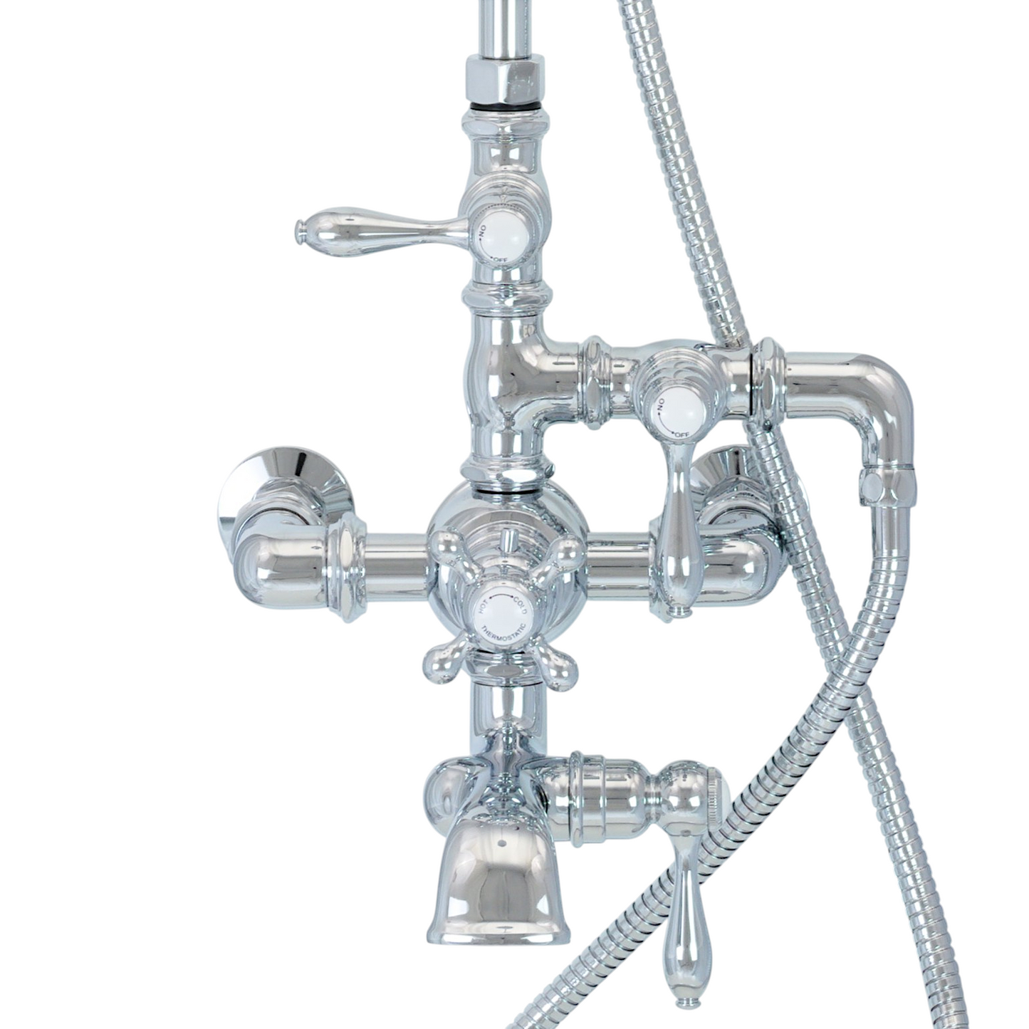Exposed Thermostatic Shower System 64 1/2" Wall Mounted with 1.75 GPM Handshower and Lever/Cross Handles