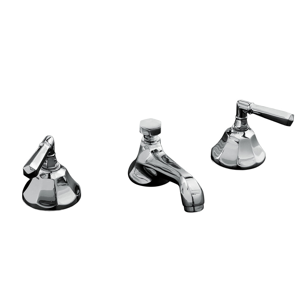 Strom Living Mississippi Widespread Lavatory Faucet with Lever Handles, Pop-up Drain & Valves