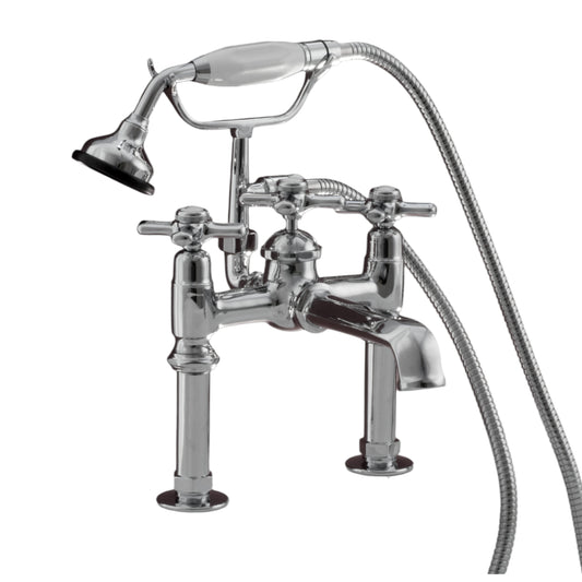 Strom Living Deco Tub Faucet with Cross handles and Handheld Shower