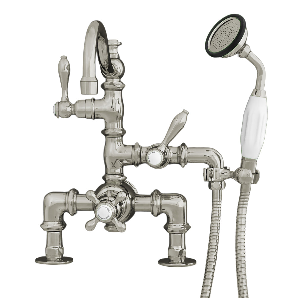 Strom Living Thermostatic Deck Mount Tub Faucet with Fixed Arched Spout