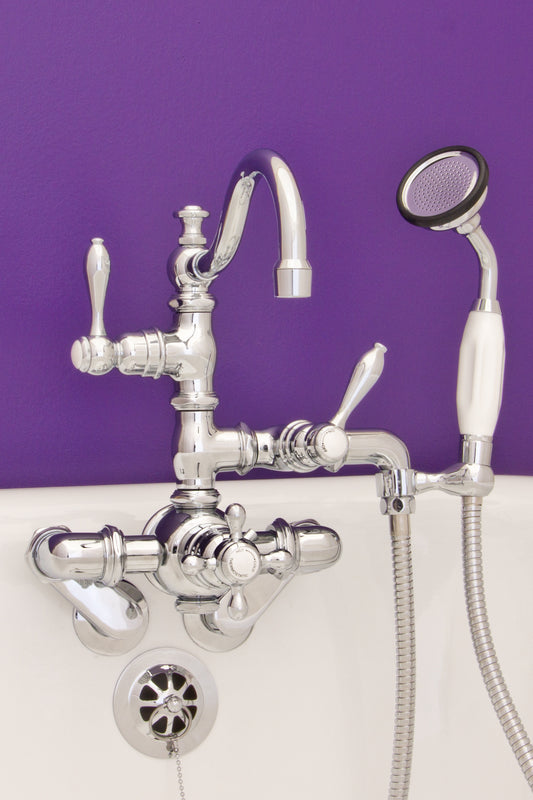 Strom Living Thermostatic Tub Faucet with Cross Handle and Handheld Shower