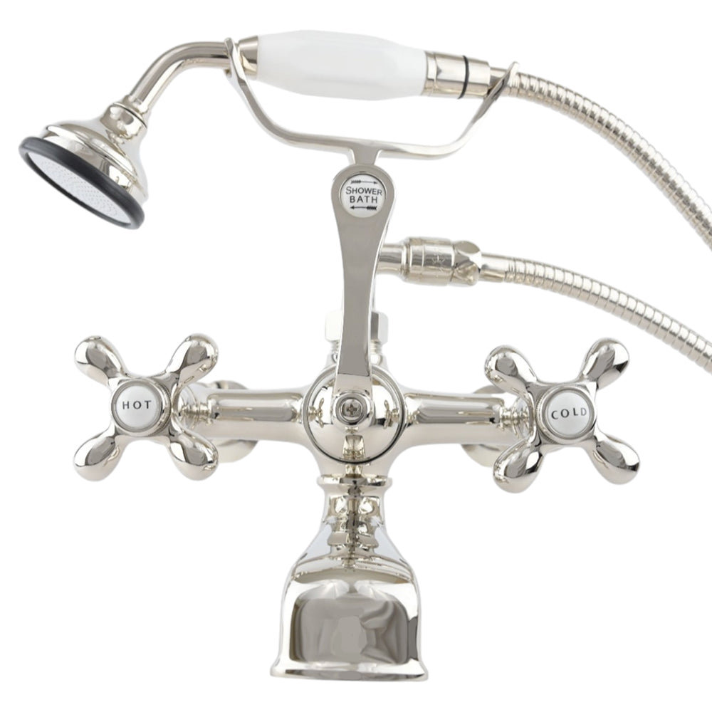 Strom Living British Telephone Wall Mounted Faucet with Cross Handles and 7" Center Faucet Body