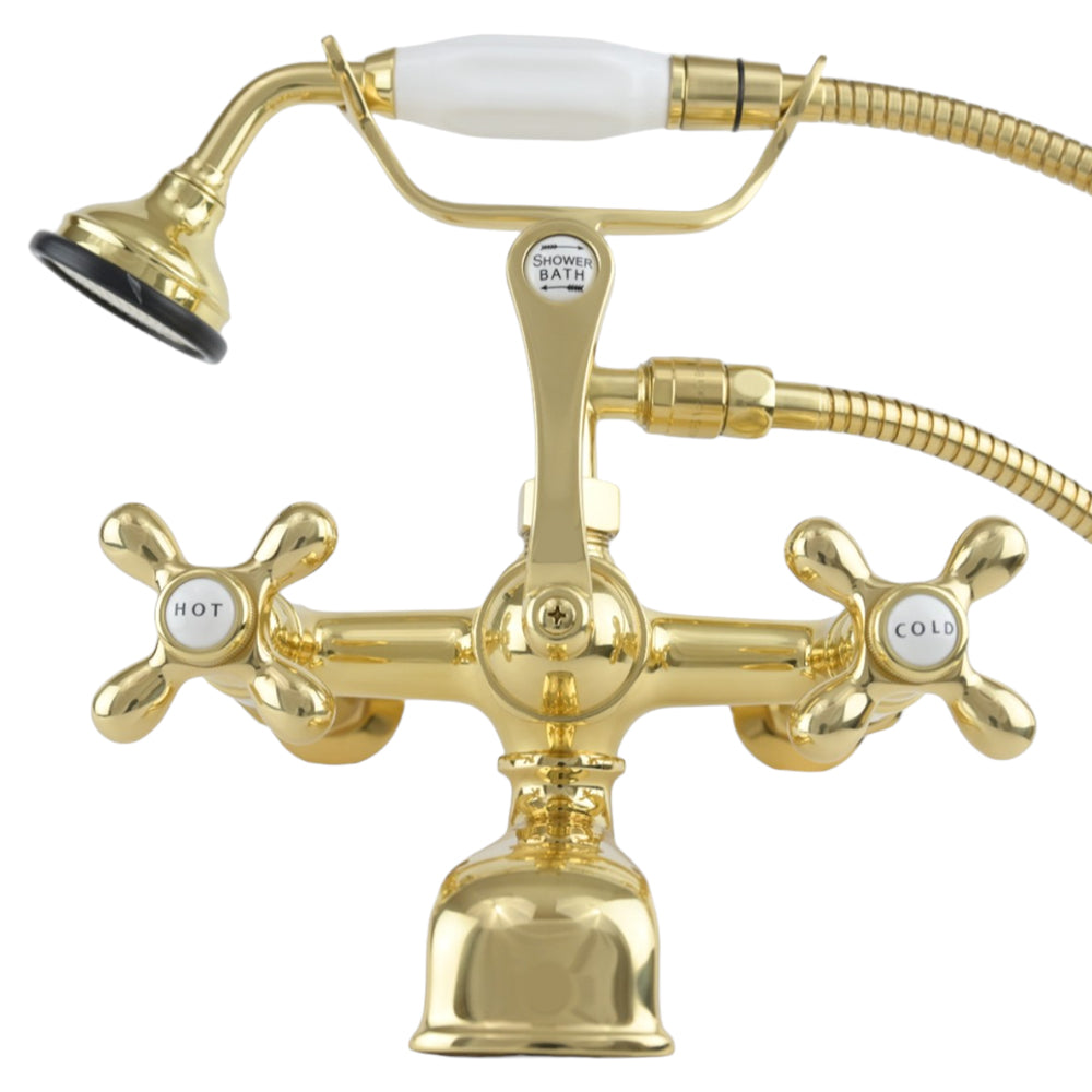 Strom Living British Telephone Wall Mounted Faucet with Cross Handles and 7" Center Faucet Body