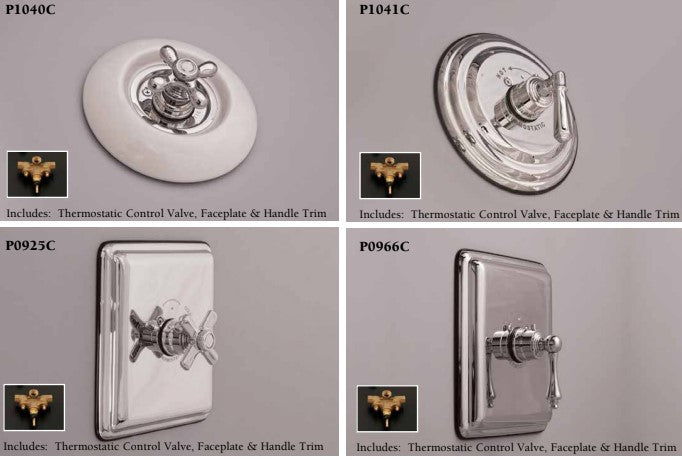 Strom Living Thermo Shower Control with Round Porcelain Plate and Cross Handle