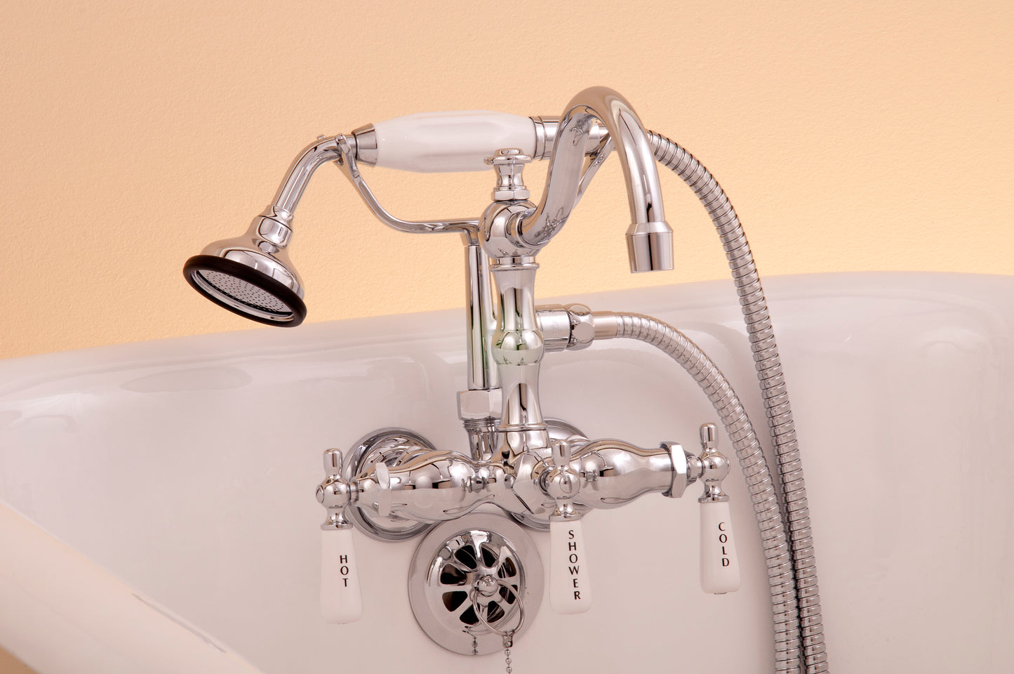 Strom Living Tub Faucet with Handheld Shower and Arched Spout