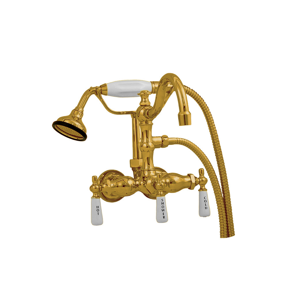 Strom Living Tub Faucet with Handheld Shower and Arched Spout