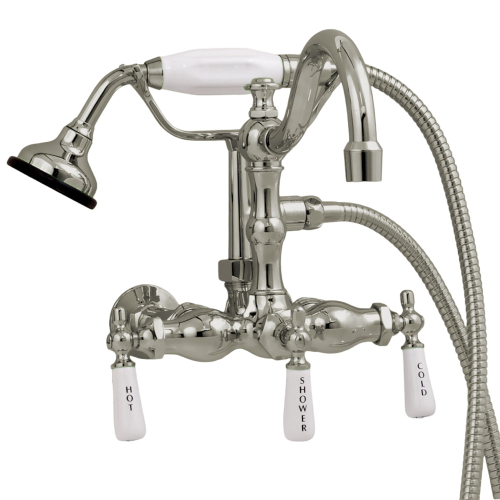 Strom Living Wall Mounted Faucet with Handheld Shower, Vacuum Breaker and Lever Handles