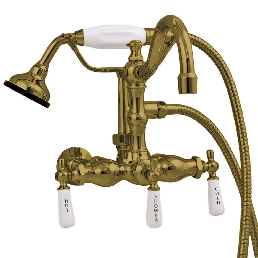 Strom Living Wall Mounted Faucet with Handheld Shower, Vacuum Breaker and Lever Handles