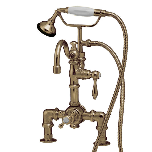 Strom Living Thermostatic Deck Mount Tub Faucet with Diverter and Handheld Shower