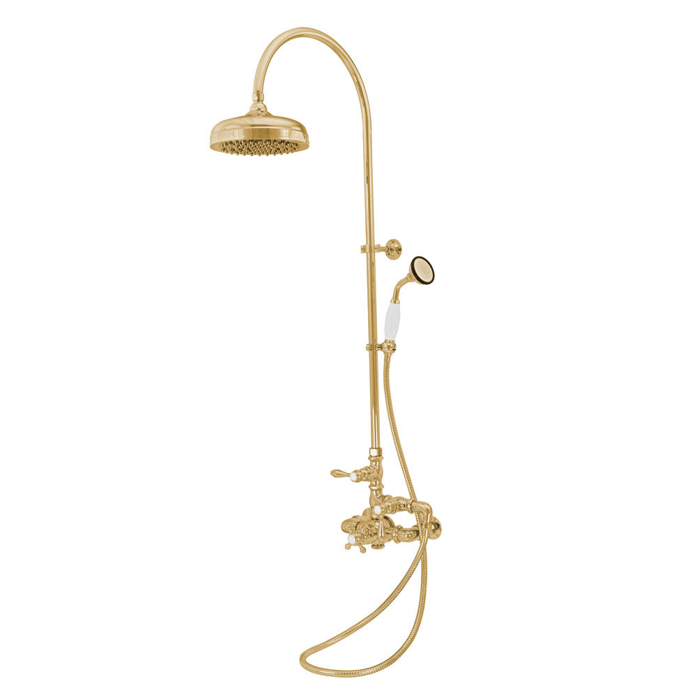 Exposed Thermostatic Shower System Wall Mounted with 1.75 GPM Handshower