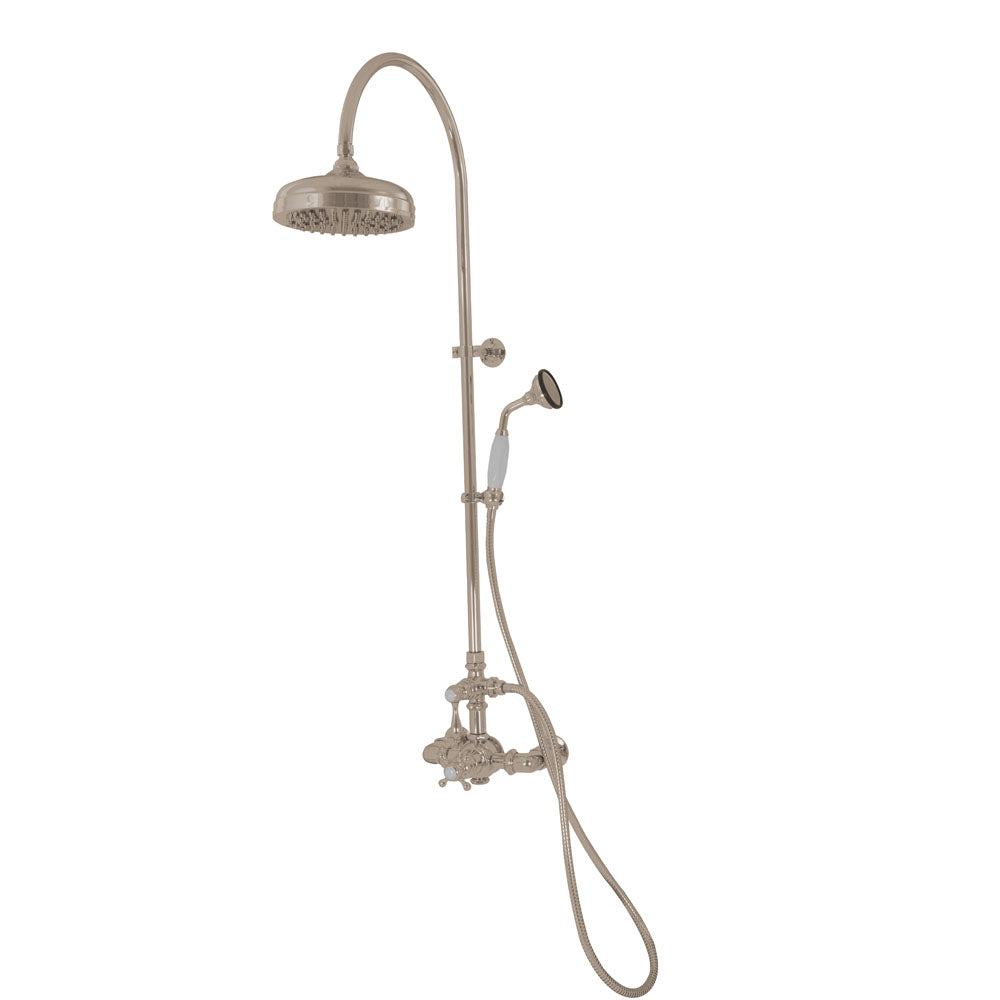 Exposed Thermostatic Shower System Wall Mounted with 1.75GPM Handshower and Lever/Cross Handles