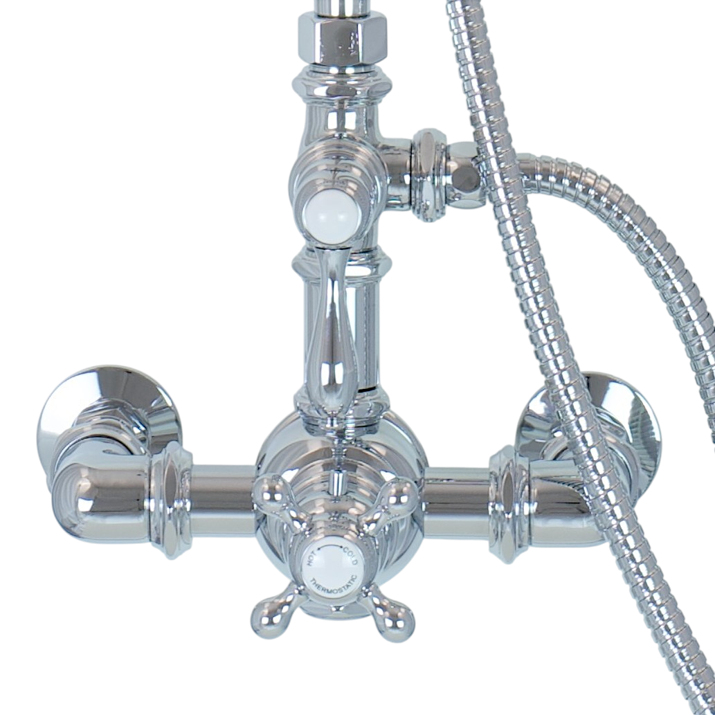 Exposed Thermostatic Shower System Wall Mounted with 1.75GPM Handshower and Lever/Cross Handles