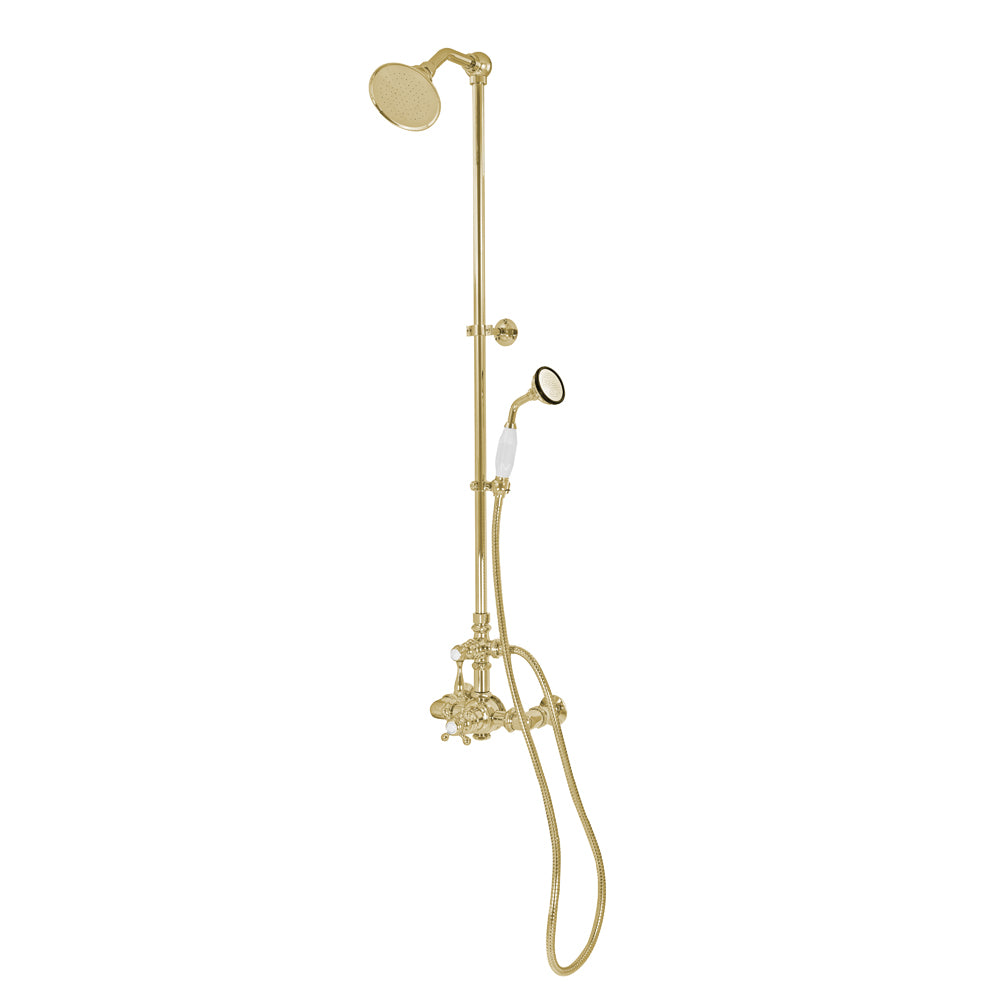 Exposed Thermostatic Shower System Wall Mounted with 1.75GPM Handshower and Lever/Cross Handles