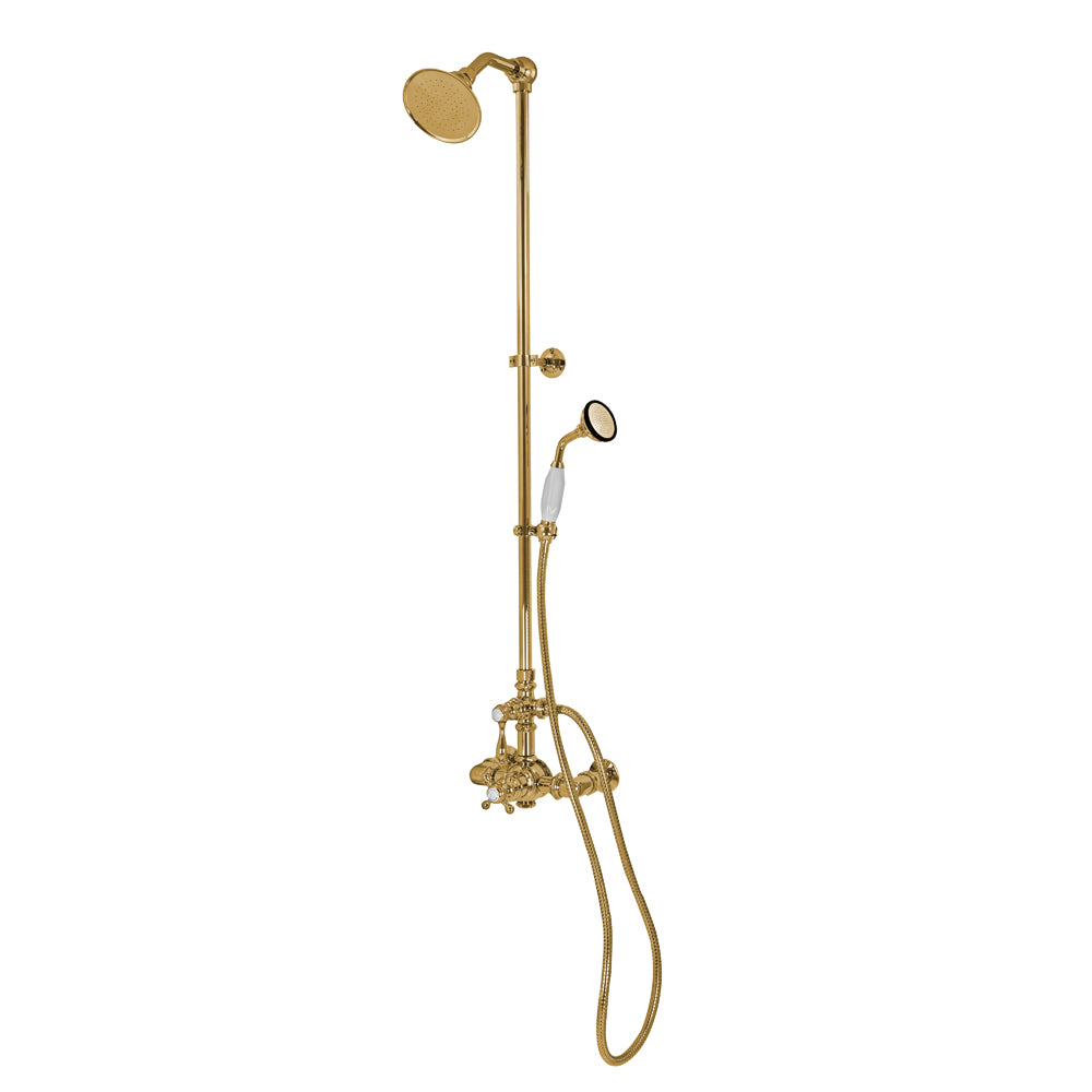 Exposed Thermostatic Shower System Wall Mounted with 1.75GPM Handshower and Lever/Cross Handles