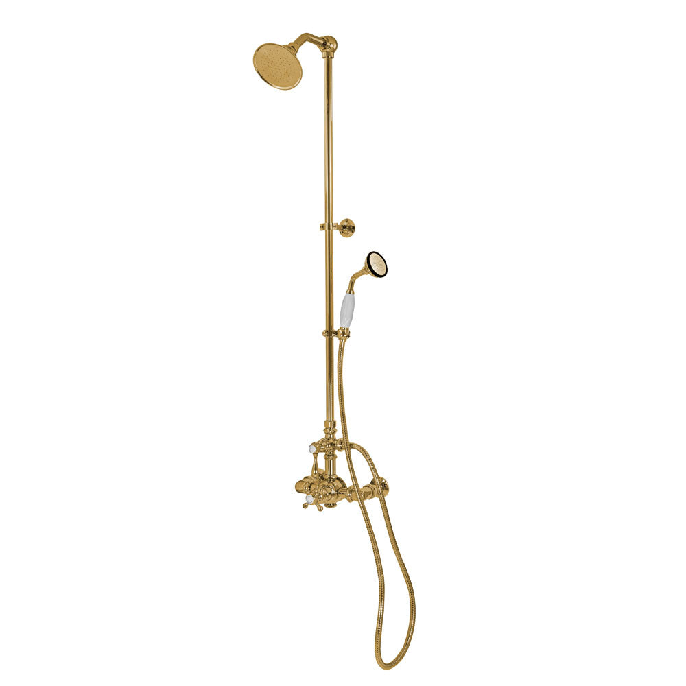 Exposed Thermostatic Shower System Wall Mounted with 1.75GPM Handshower and Lever/Cross Handles