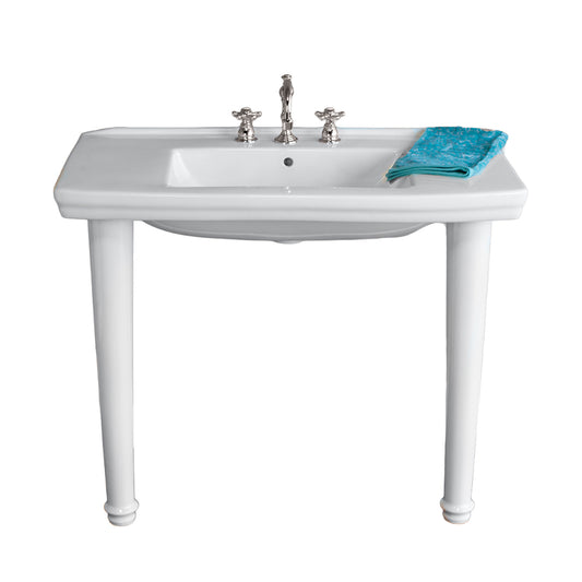 Strom Living Fireclay Large Modern Style Console Sink with Legs in White