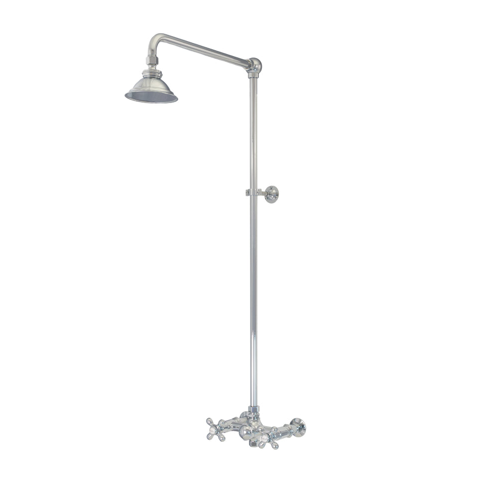 Outdoor Exposed Shower System Wall Mounted Set with 12" Shower Head and Cross Handles in Chrome