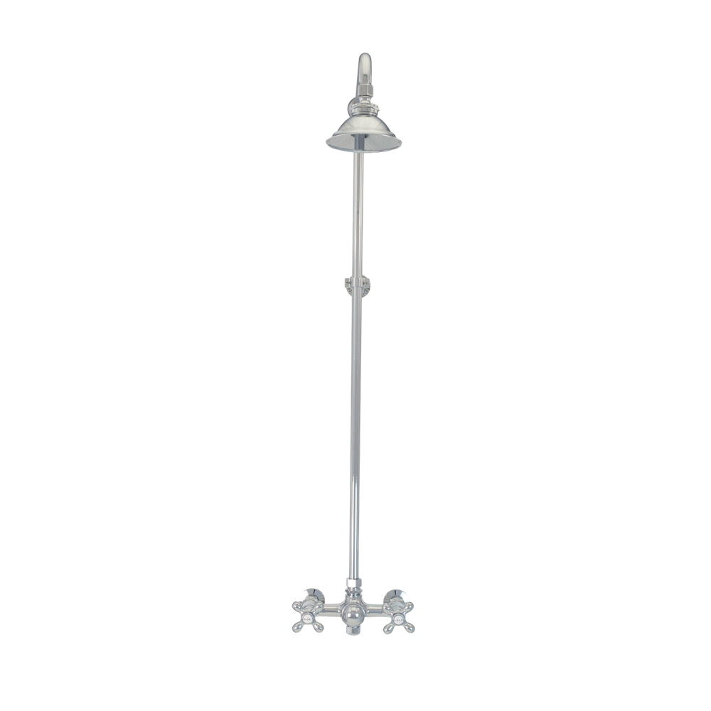 Outdoor Exposed Shower System Wall Mounted Set with 12" Shower Head and Cross Handles in Chrome