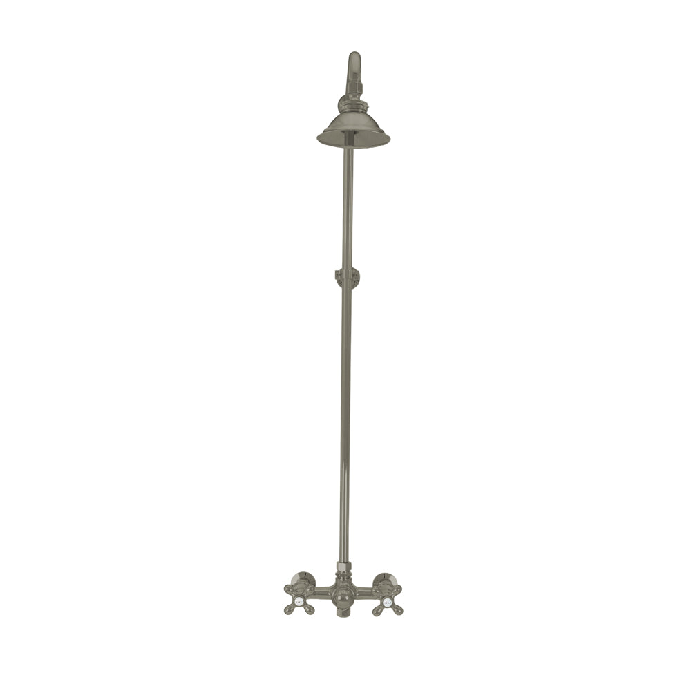 Outdoor Exposed Shower System Wall Mounted Set with 12" Shower Head and Cross Handles in Chrome