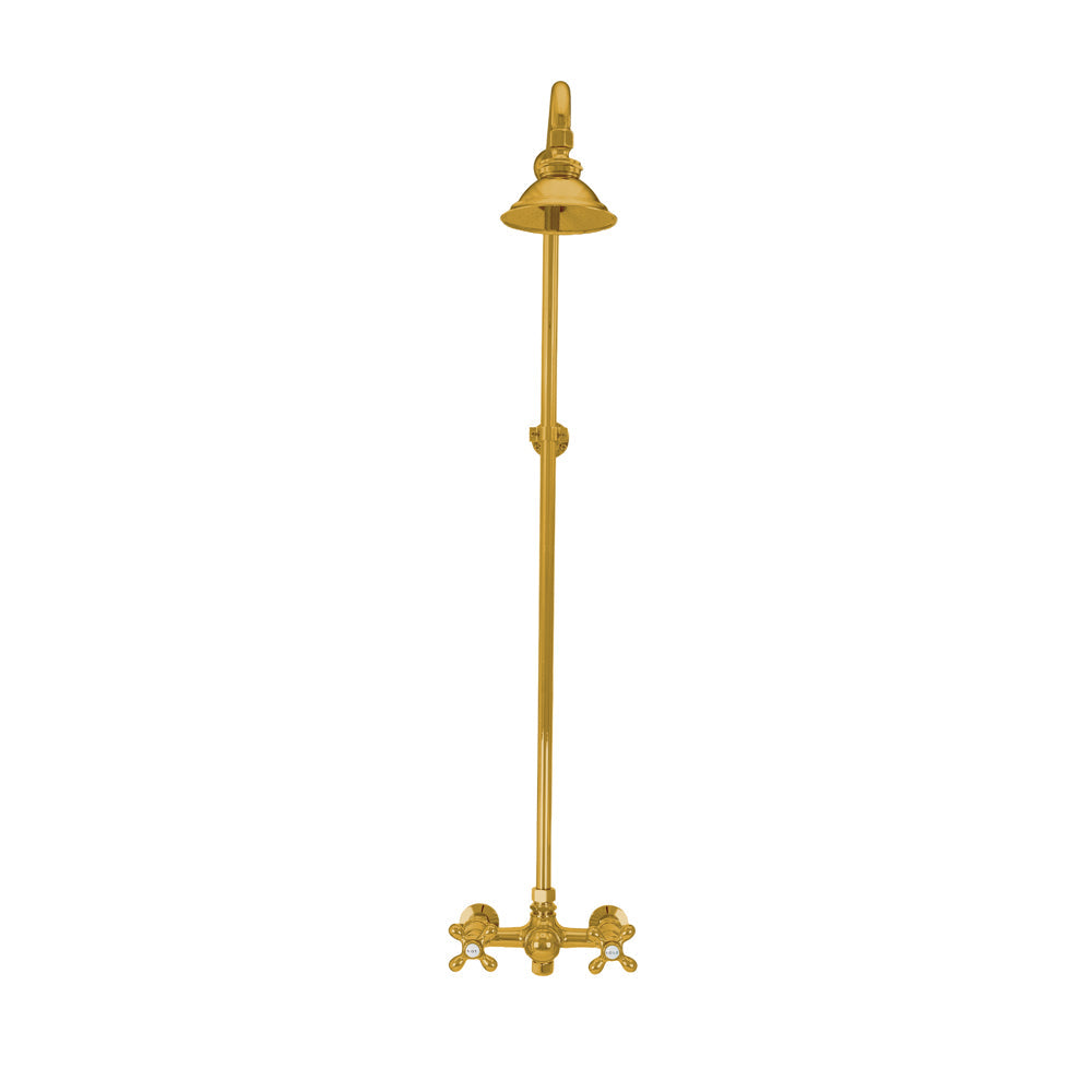Outdoor Exposed Shower System Wall Mounted Set with 12" Shower Head and Cross Handles in Chrome