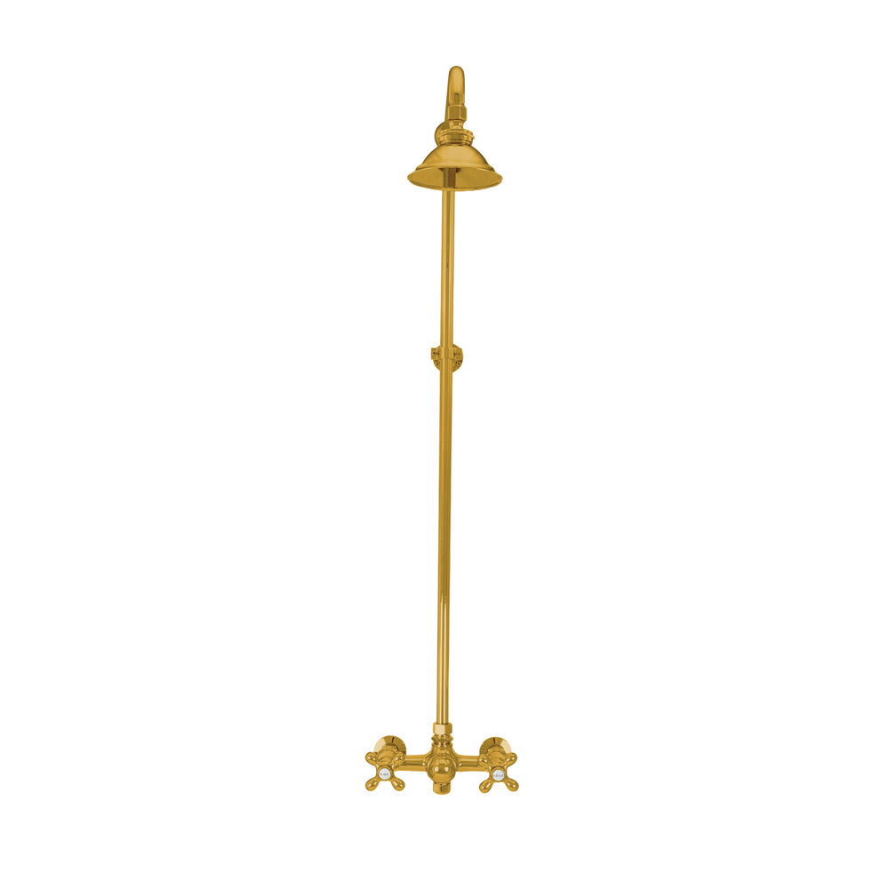 Outdoor Exposed Shower System Wall Mounted Set with 12" Shower Head and Cross Handles in Chrome