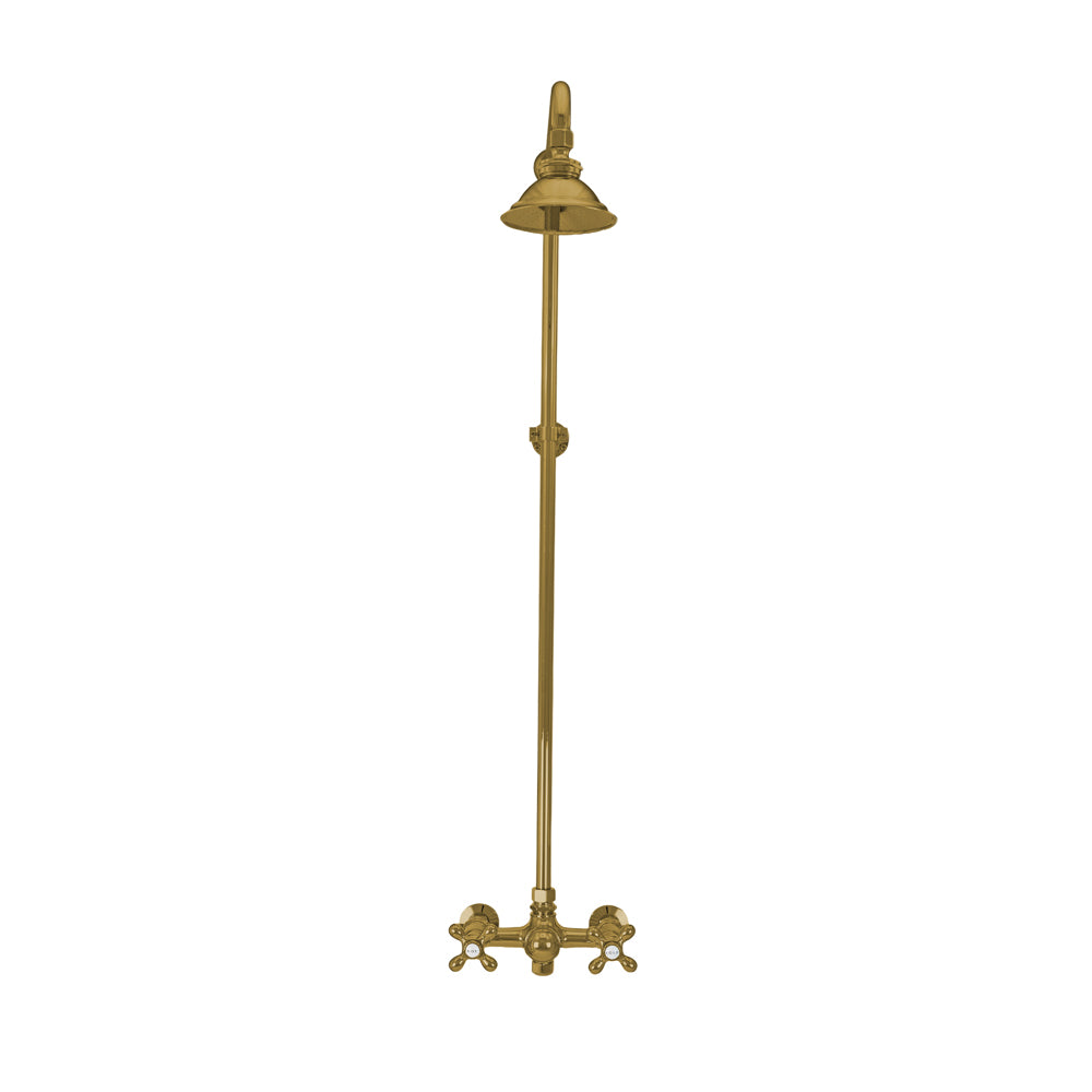 Outdoor Exposed Shower System Wall Mounted Set with 12" Shower Head and Cross Handles in Chrome