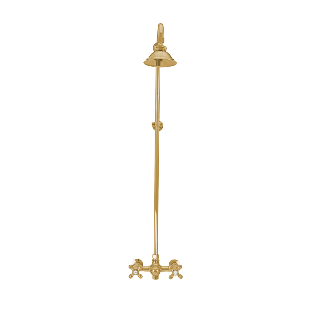 Outdoor Exposed Shower System Wall Mounted Set with 12" Shower Head and Cross Handles in Chrome